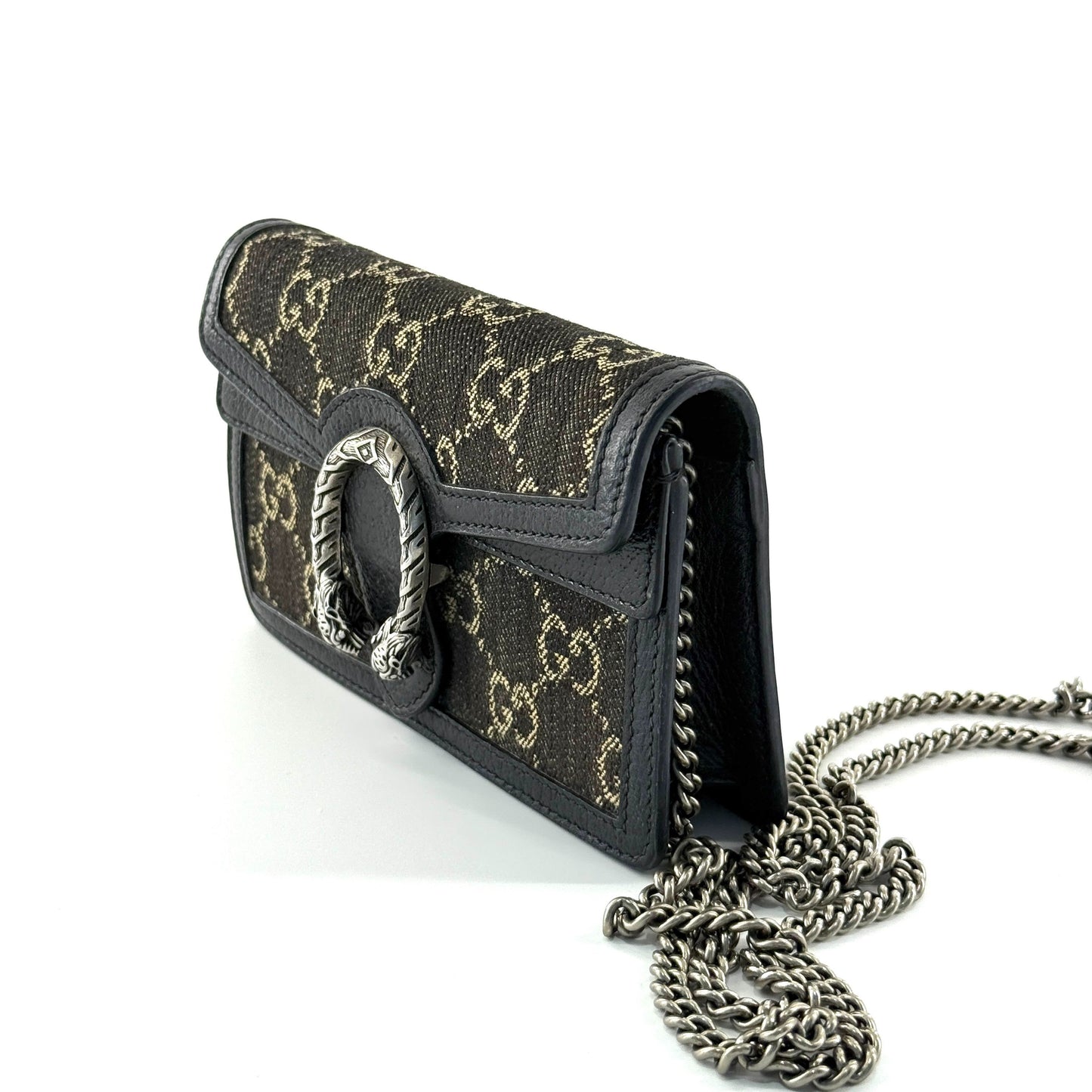 Gucci - Dionysus Mini Chain Bag 476432.0416 - Denim and textured leather - Black and Beige - (mini)
