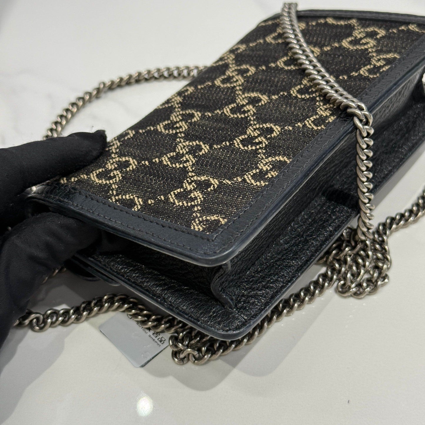 Gucci - Dionysus Mini Chain Bag 476432.0416 - Denim and textured leather - Black and Beige - (mini)
