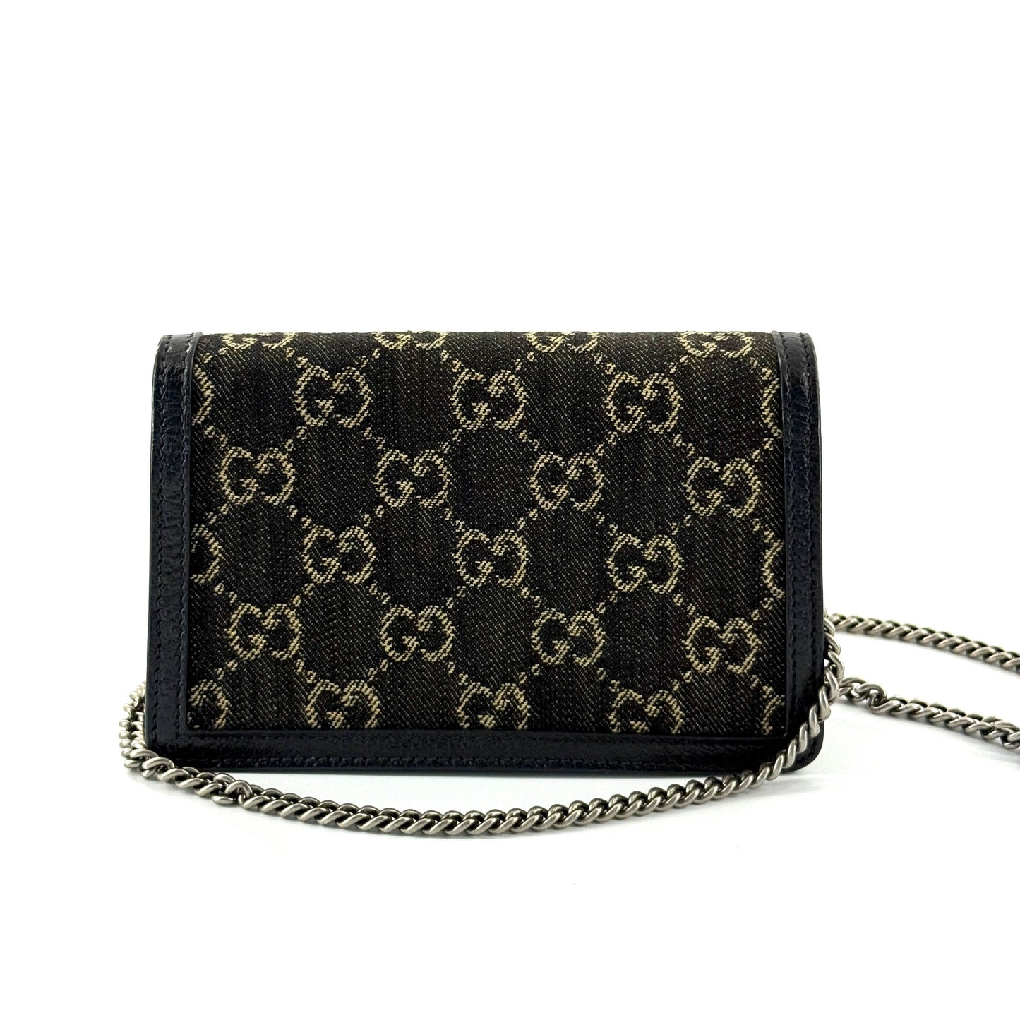 Gucci - Dionysus Mini Chain Bag 476432.0416 - Denim and textured leather - Black and Beige - (mini)