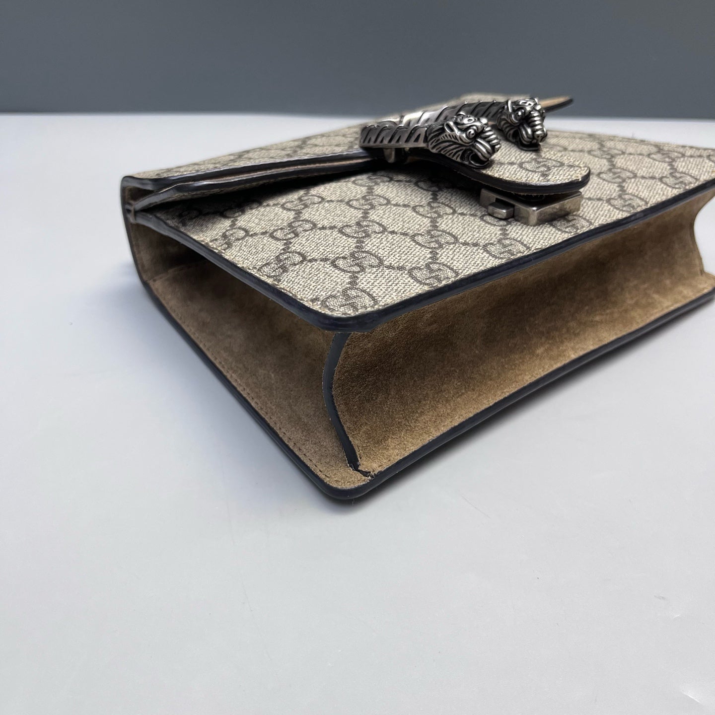 Gucci - Dionysus Mini Chain Bag - GG Supreme canvas and suede - Beige and Camel with silver-tone hardware - (mini)