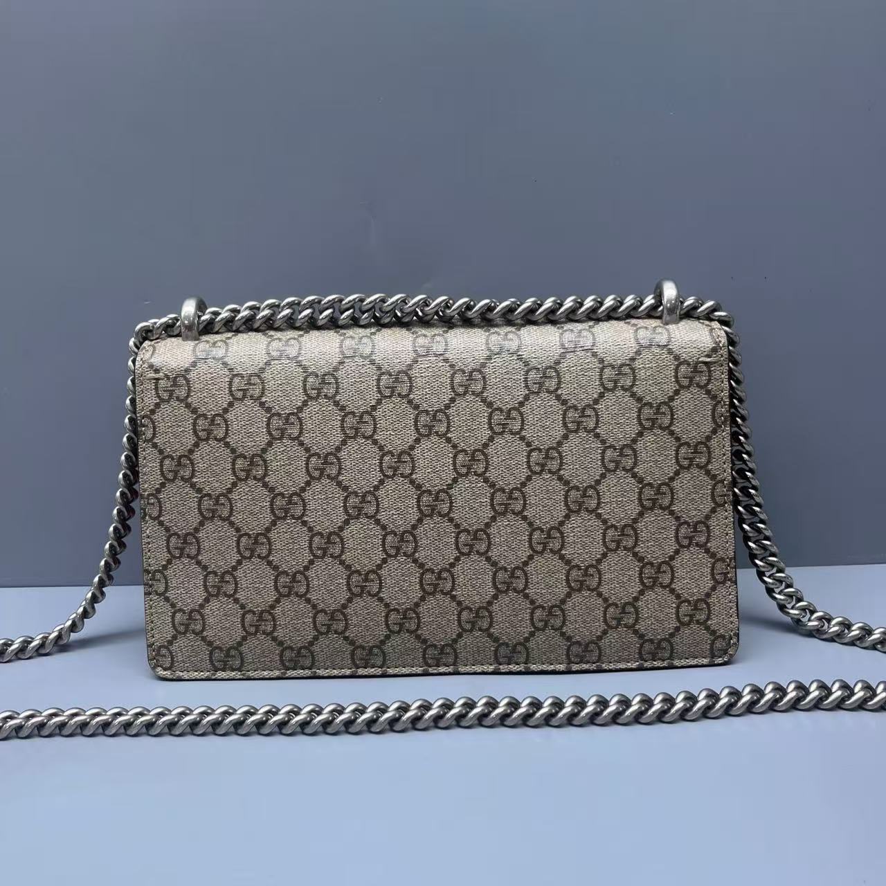 Gucci - Dionysus Mini Chain Bag - GG Supreme canvas with suede trim - Beige and Red - (mini)