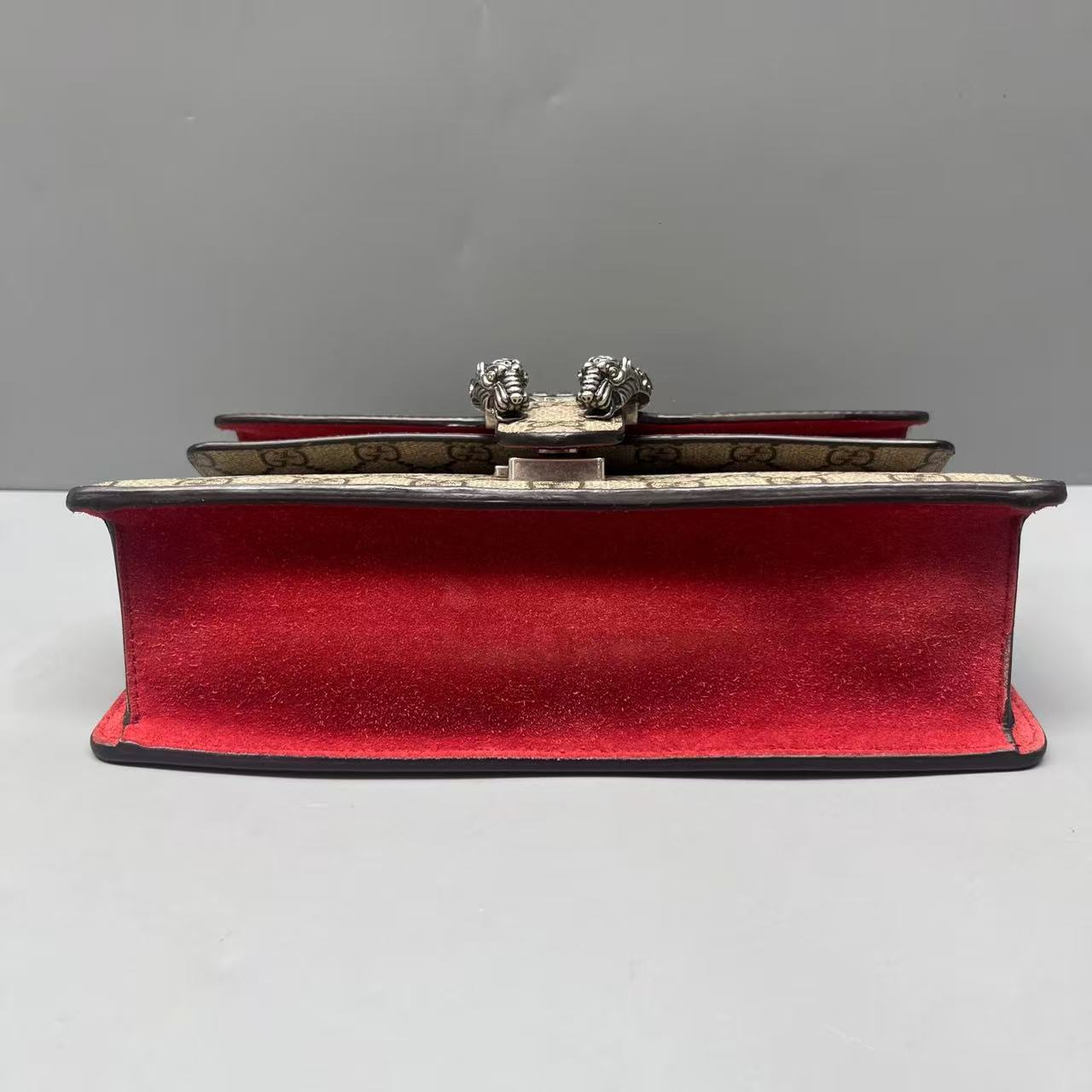 Gucci - Dionysus Mini Chain Bag - GG Supreme canvas with suede trim - Beige and Red - (mini)