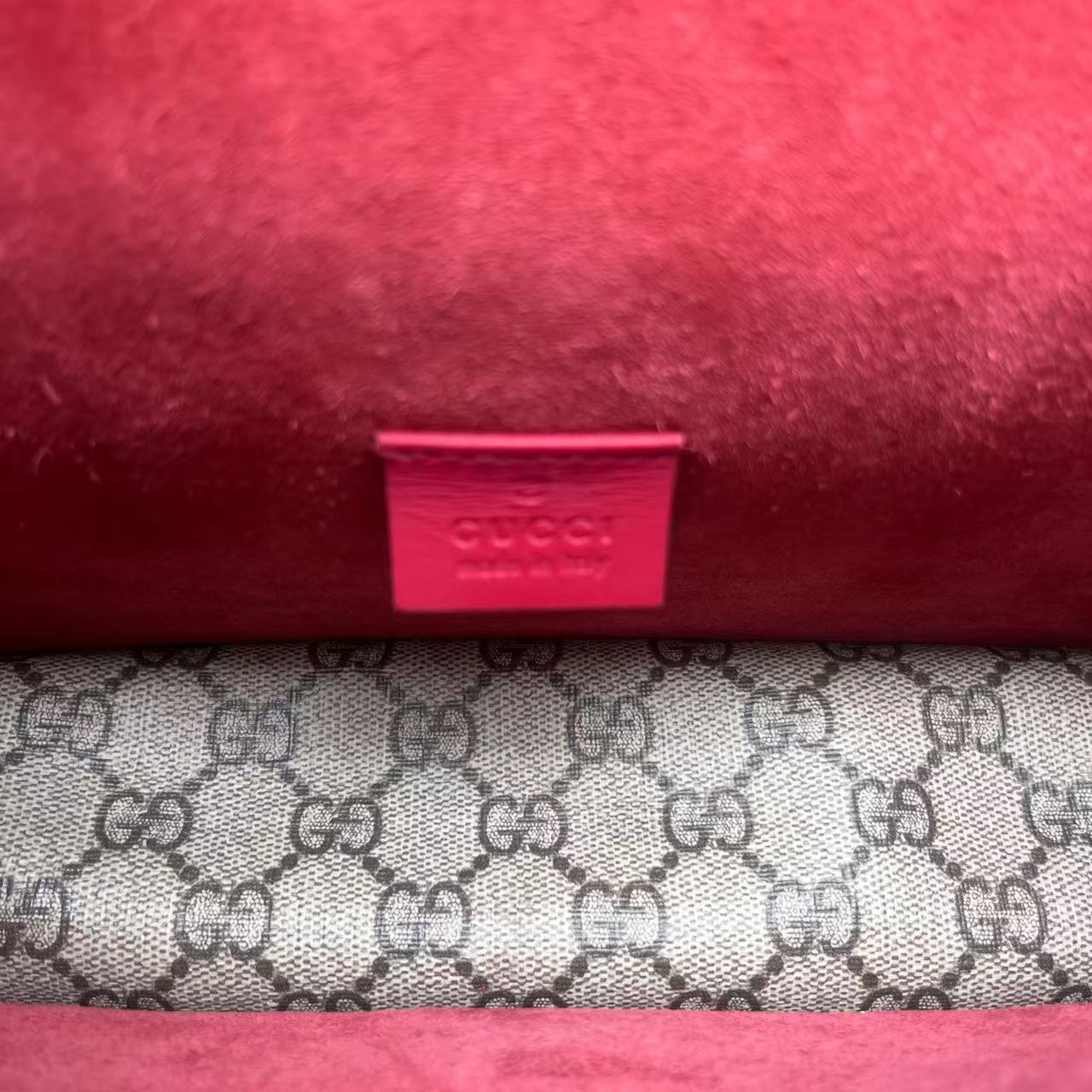 Gucci - Dionysus Mini Chain Bag - GG Supreme canvas with suede trim - Beige and Red - (mini)