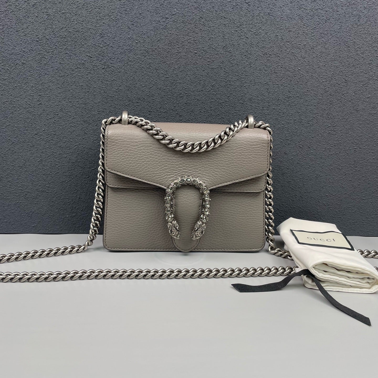 Gucci - Dionysus Mini Chain Bag - Grained leather - Grey - (small)