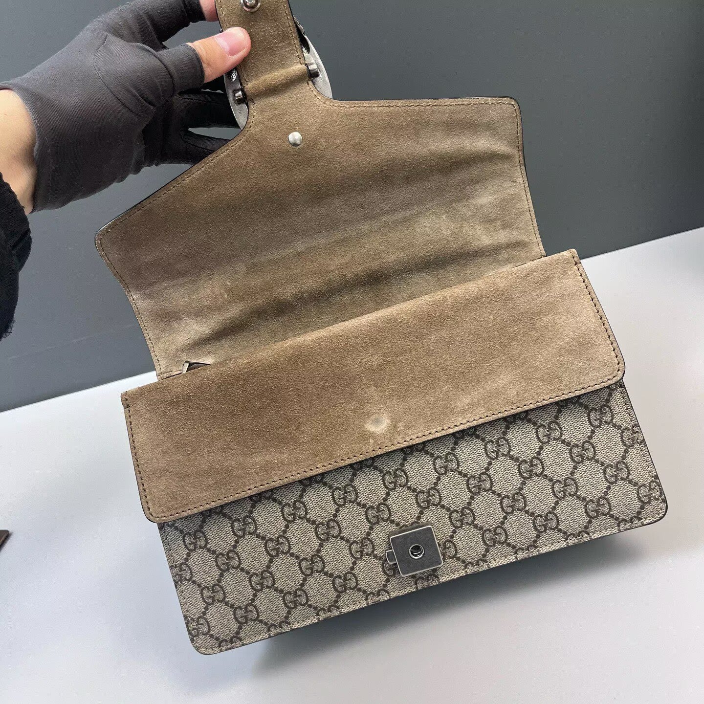 Gucci - Dionysus Shoulder Bag - GG Supreme canvas, suede - Beige, Brown - (medium)