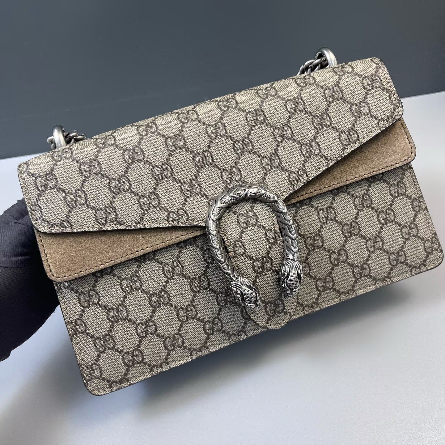 Gucci - Dionysus Shoulder Bag - GG Supreme canvas, suede - Beige, Brown - (medium)