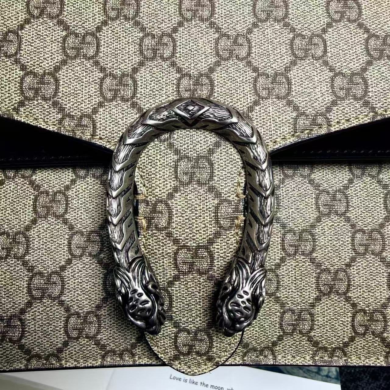 Gucci - Dionysus Shoulder Bag - GG Supreme canvas with suede and leather trim - Beige and Black - (Small)