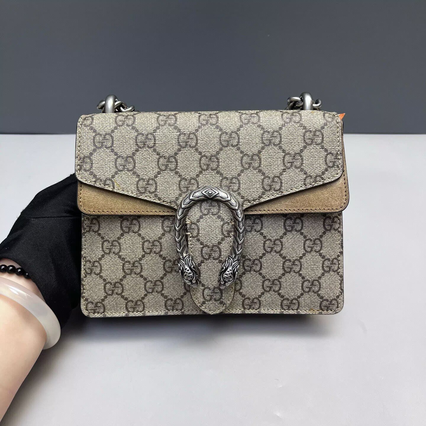 Gucci - Dionysus Shoulder Bag - GG Supreme canvas with suede trim - Beige and Camel - (Small)