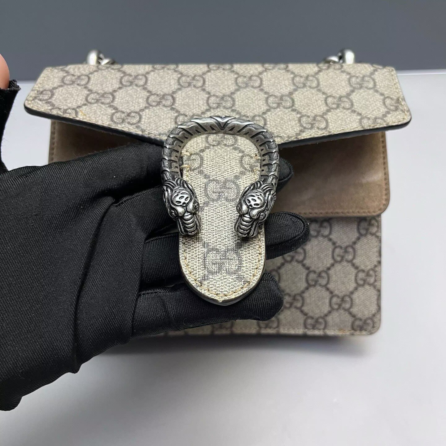 Gucci - Dionysus Shoulder Bag - GG Supreme canvas with suede trim - Beige and Camel - (Small)