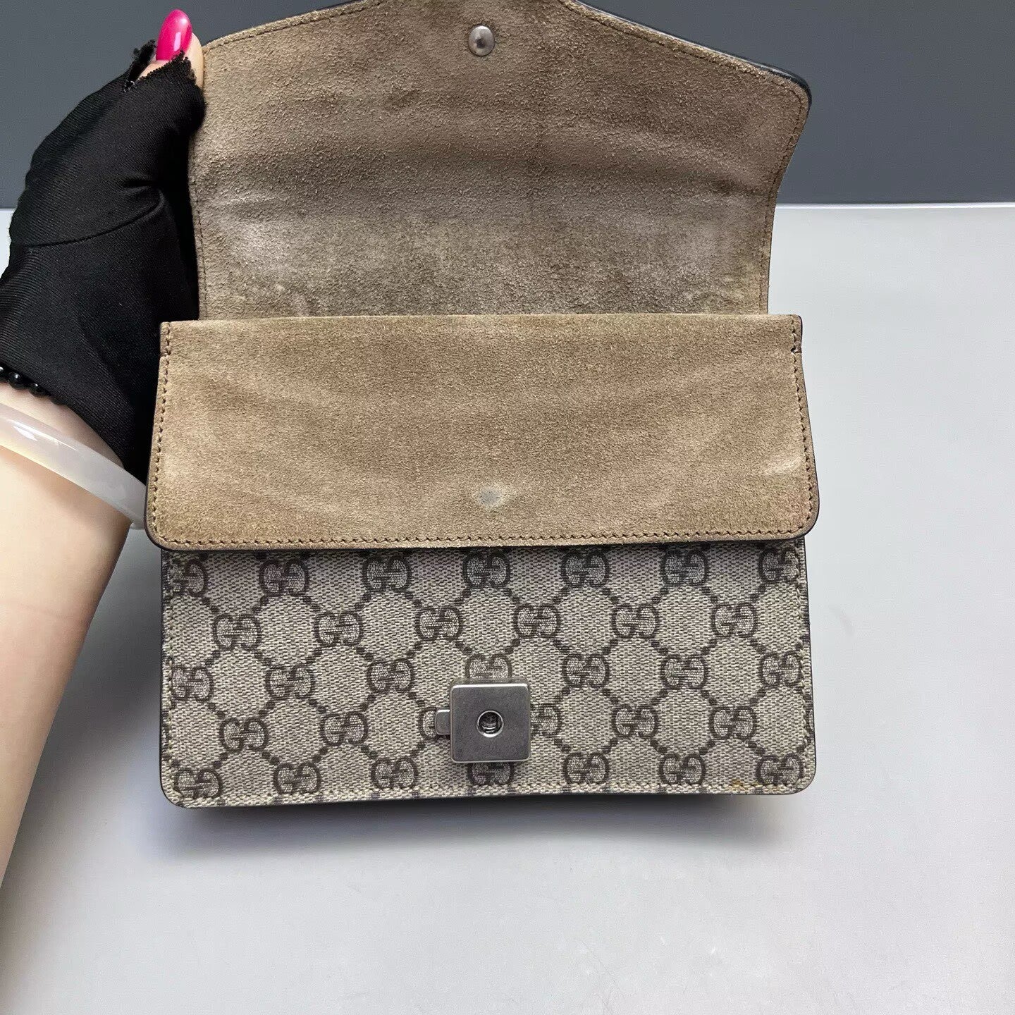 Gucci - Dionysus Shoulder Bag - GG Supreme canvas with suede trim - Beige and Camel - (Small)