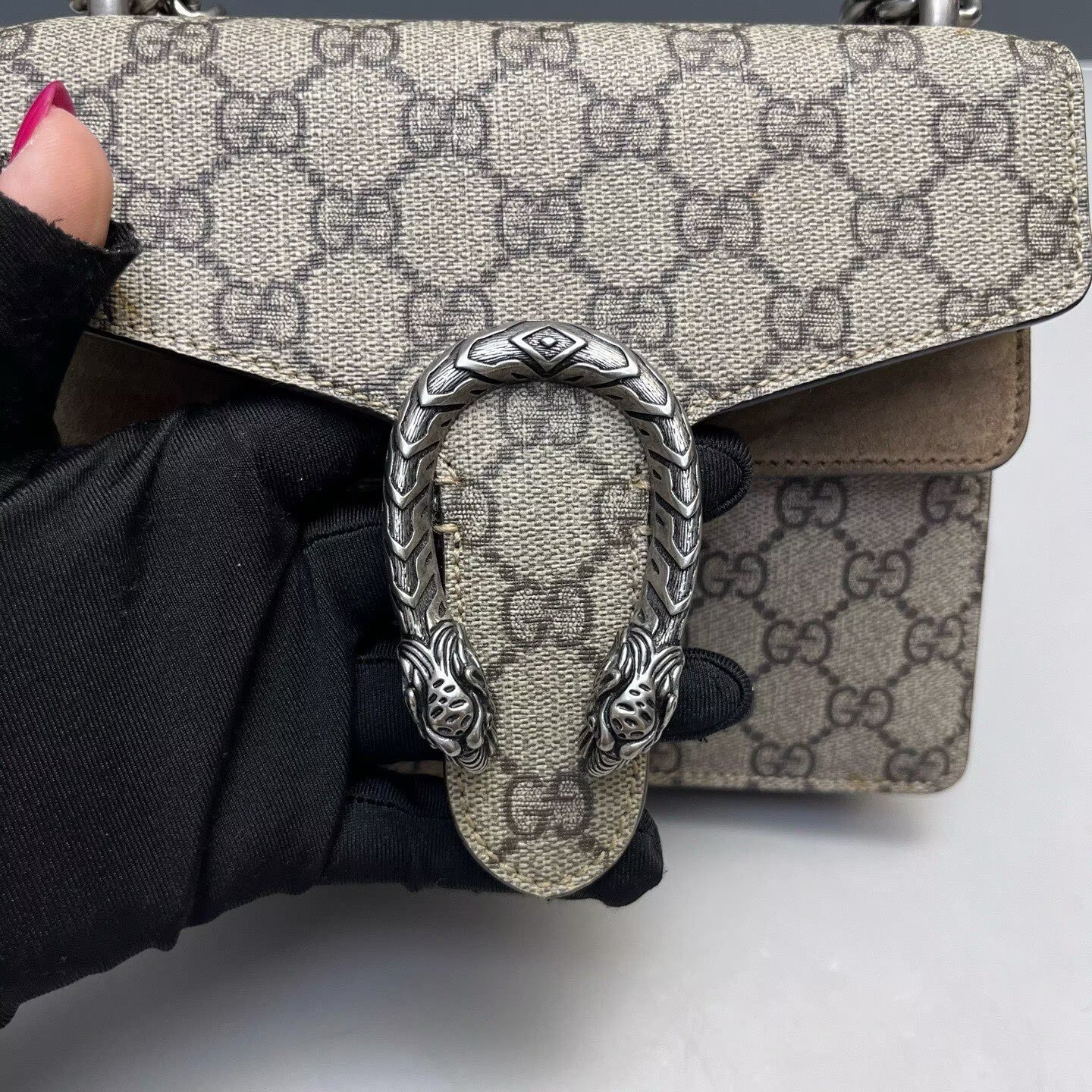 Gucci - Dionysus Shoulder Bag - GG Supreme canvas with suede trim - Beige and Camel - (Small)