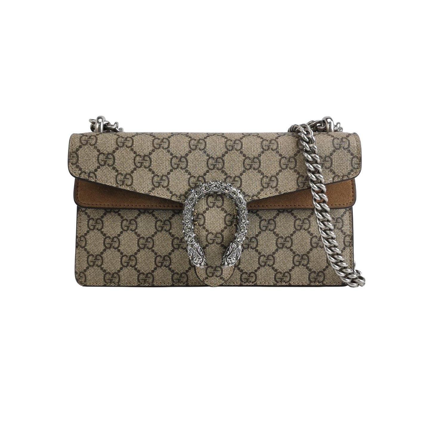 Gucci - Dionysus Shoulder Bag - GG Supreme canvas with suede trim - Beige and Camel with Brown GG Monogram - (Medium)