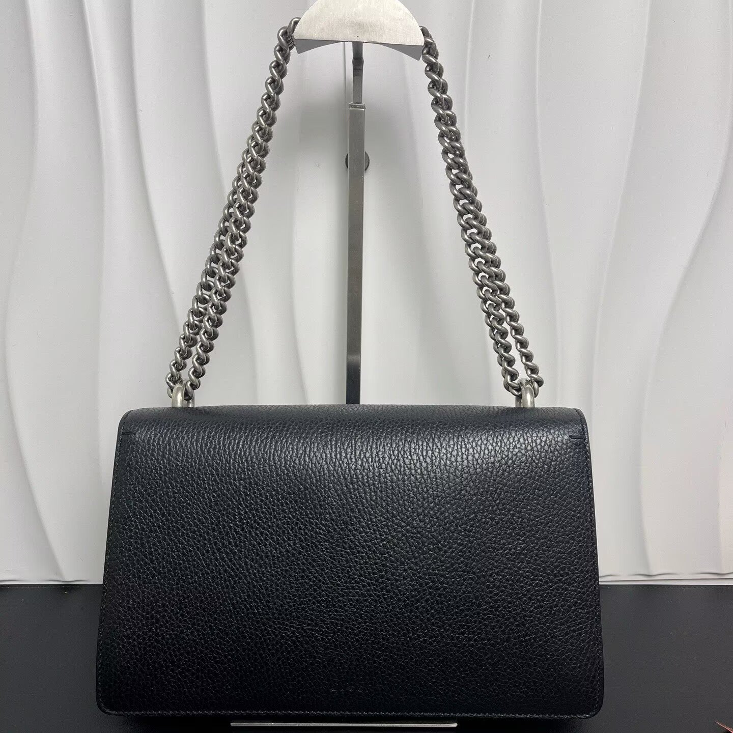 Gucci - Dionysus Shoulder Bag with Crystal Embellishment - Pebbled leather - Black - (Medium)