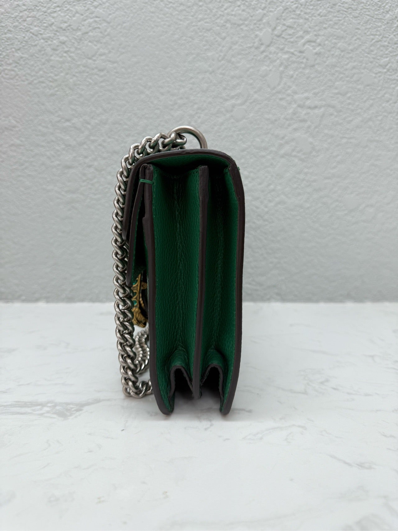 Gucci - Dionysus Shoulder Bag with Jeweled Tiger Head - Grained leather - Emerald Green with Antiqued Silver-Tone Hardware - (Medium)