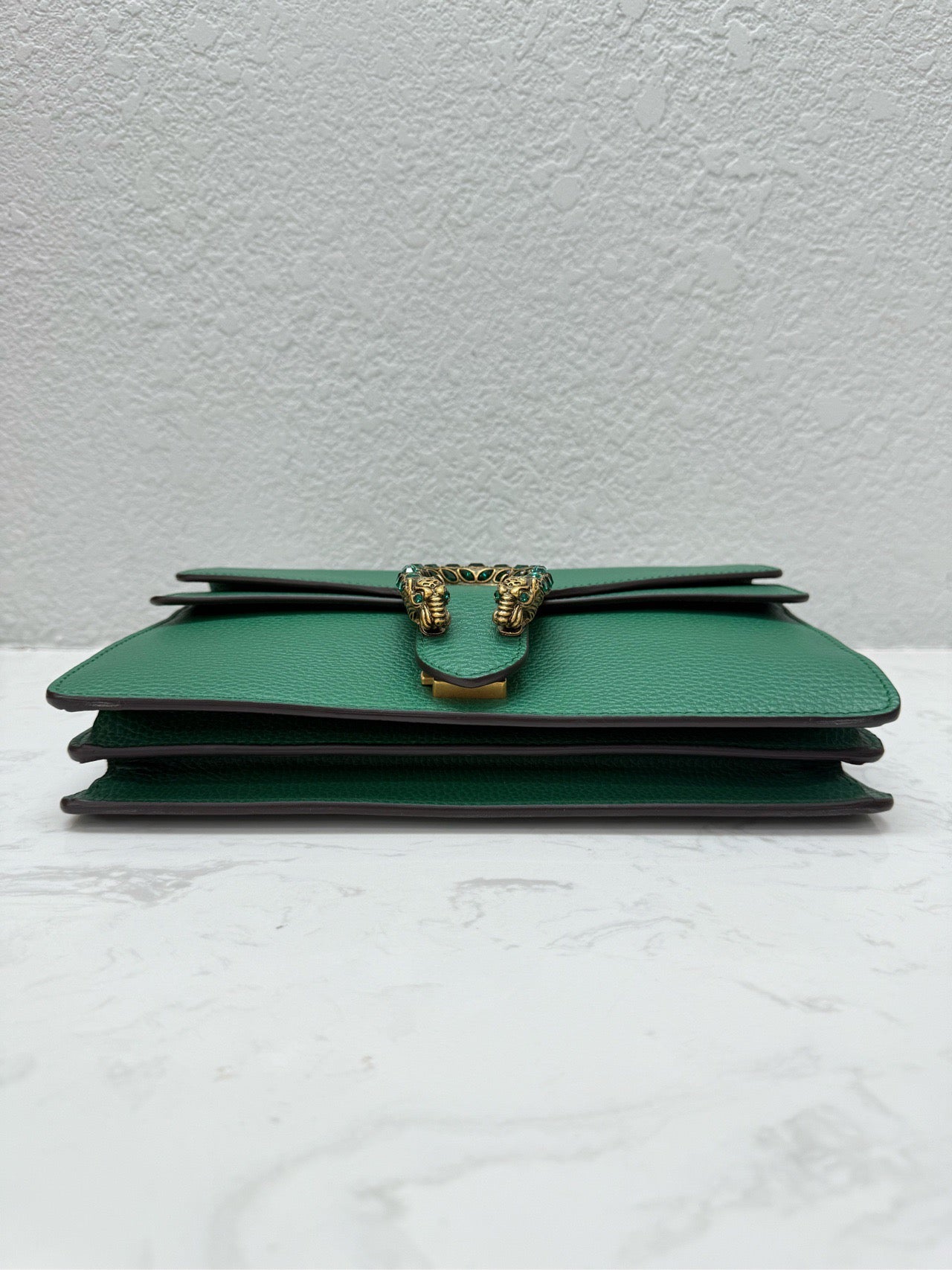 Gucci - Dionysus Shoulder Bag with Jeweled Tiger Head - Grained leather - Emerald Green with Antiqued Silver-Tone Hardware - (Medium)