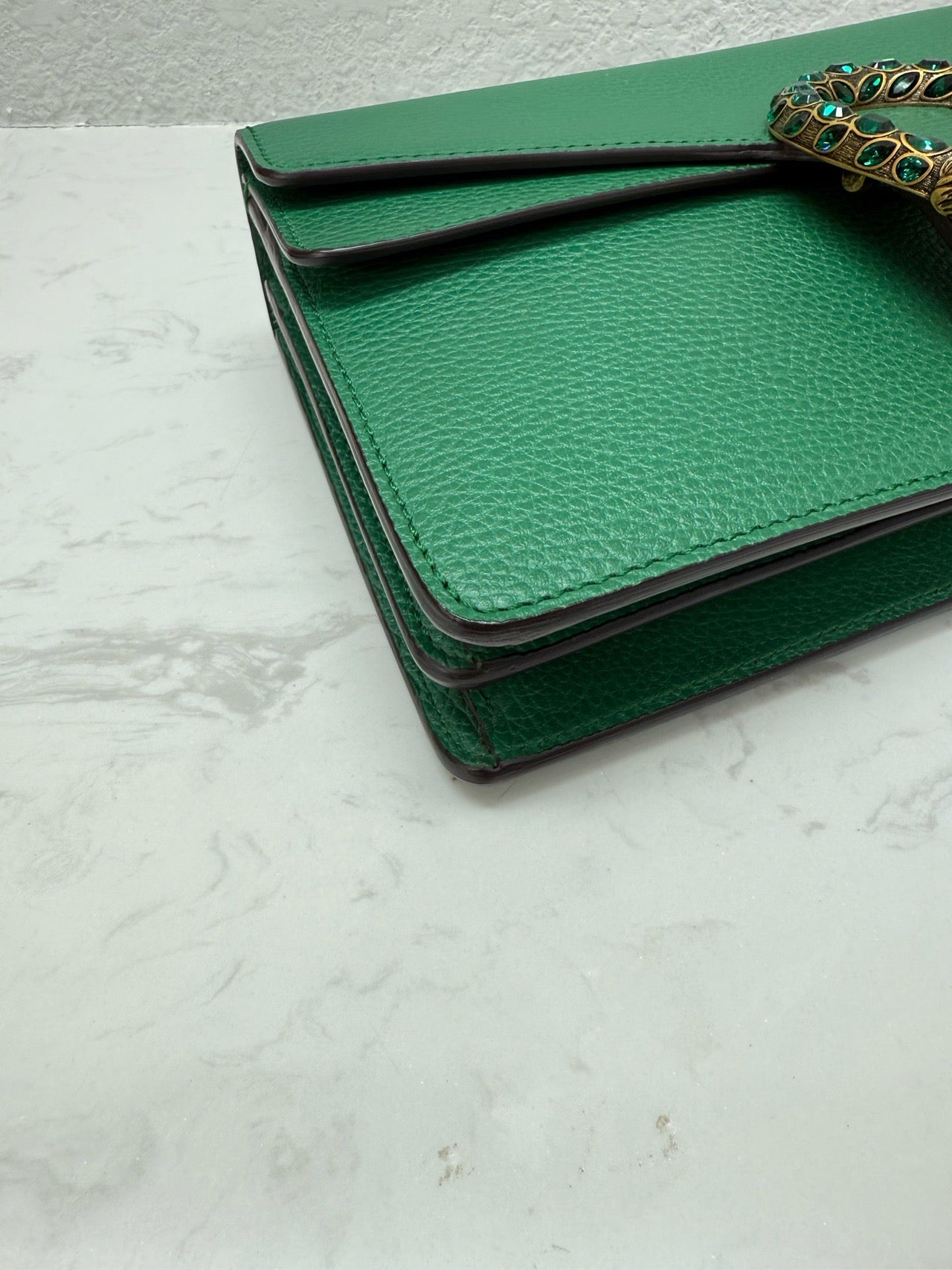 Gucci - Dionysus Shoulder Bag with Jeweled Tiger Head - Grained leather - Emerald Green with Antiqued Silver-Tone Hardware - (Medium)