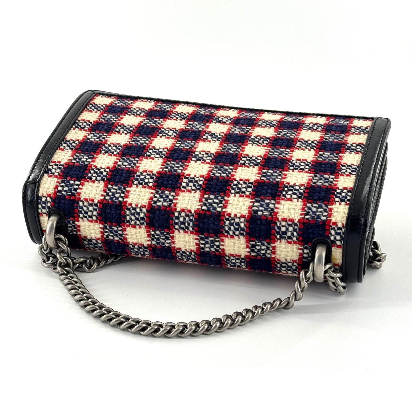 Gucci - Dionysus Shoulder Bag - Wool tweed with leather trim - Multicolour (Red, White, Blue plaid with Black leather) - (Medium)