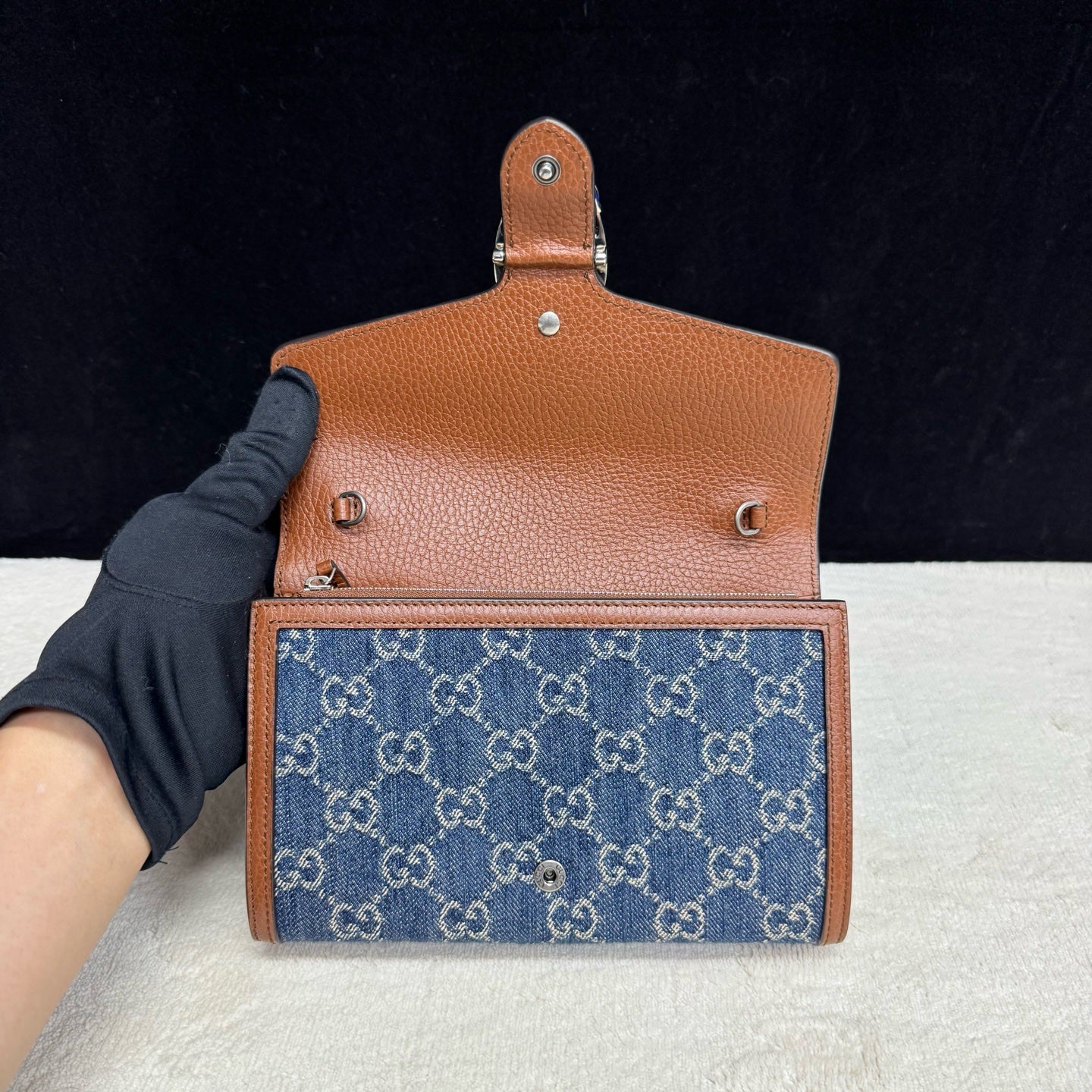Gucci - Dionysus Wallet on Chain - Denim and leather - Blue - (mini)