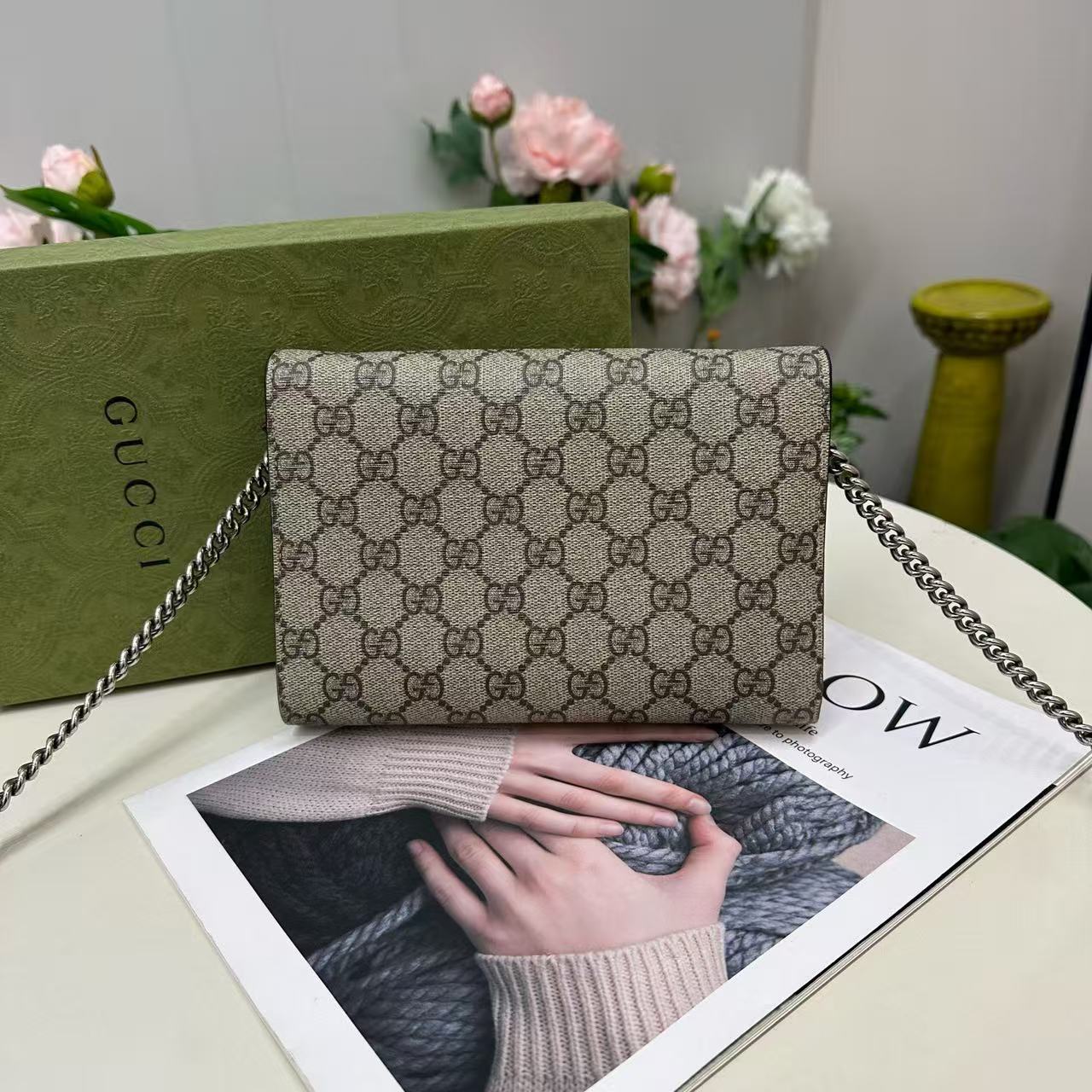 Gucci - Dionysus Wallet on Chain - GG Supreme canvas - Beige - (mini)