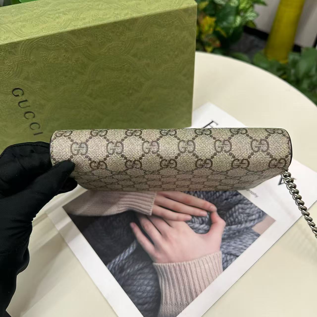 Gucci - Dionysus Wallet on Chain - GG Supreme canvas - Beige - (mini)