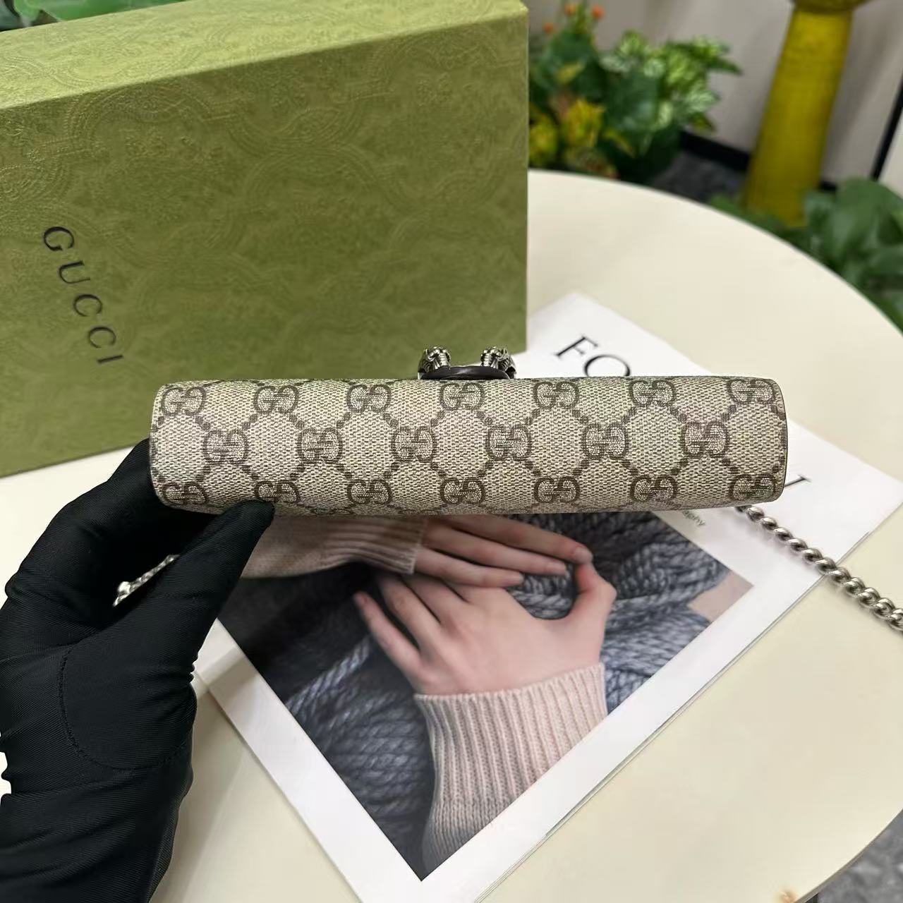 Gucci - Dionysus Wallet on Chain - GG Supreme canvas - Beige - (mini)
