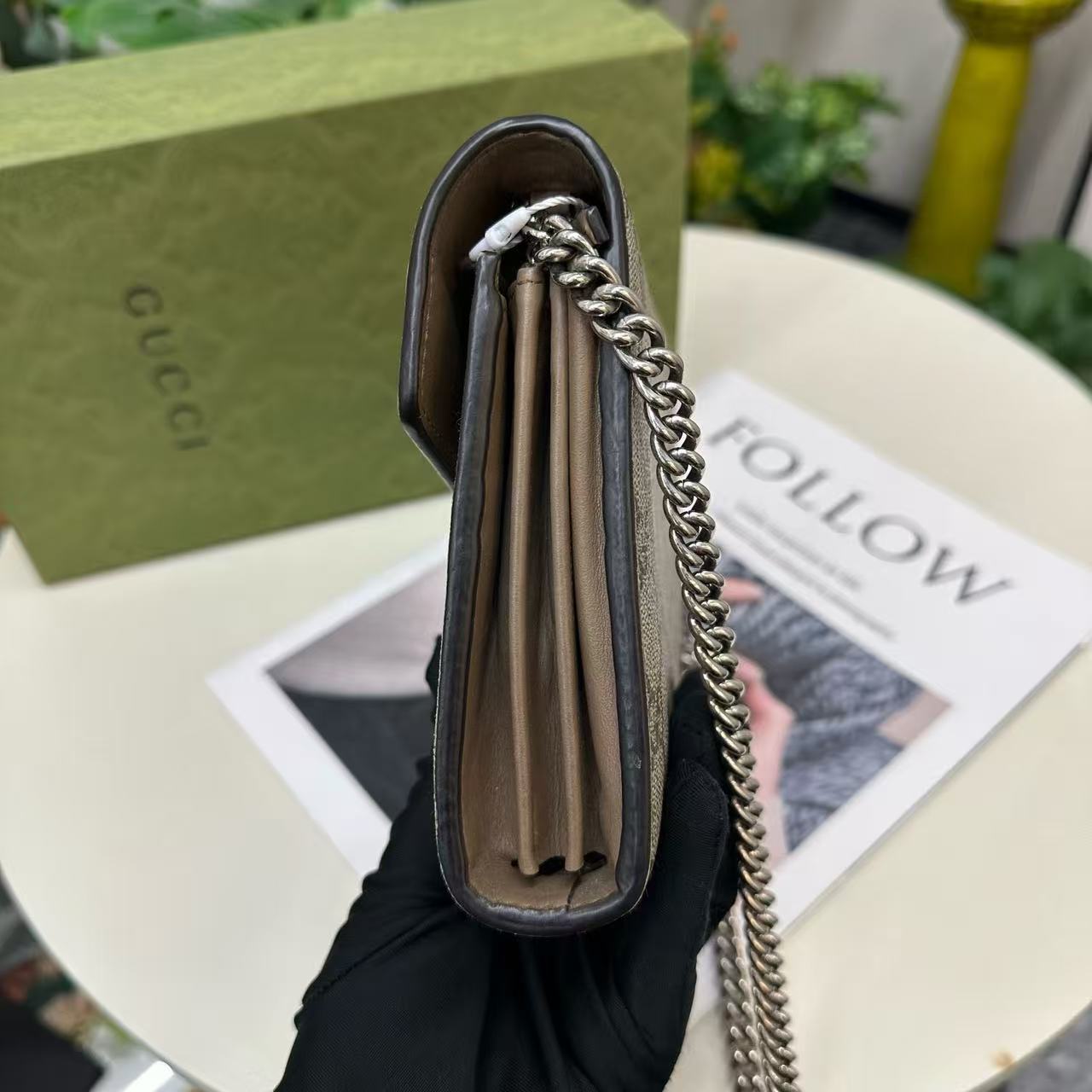 Gucci - Dionysus Wallet on Chain - GG Supreme canvas - Beige - (mini)
