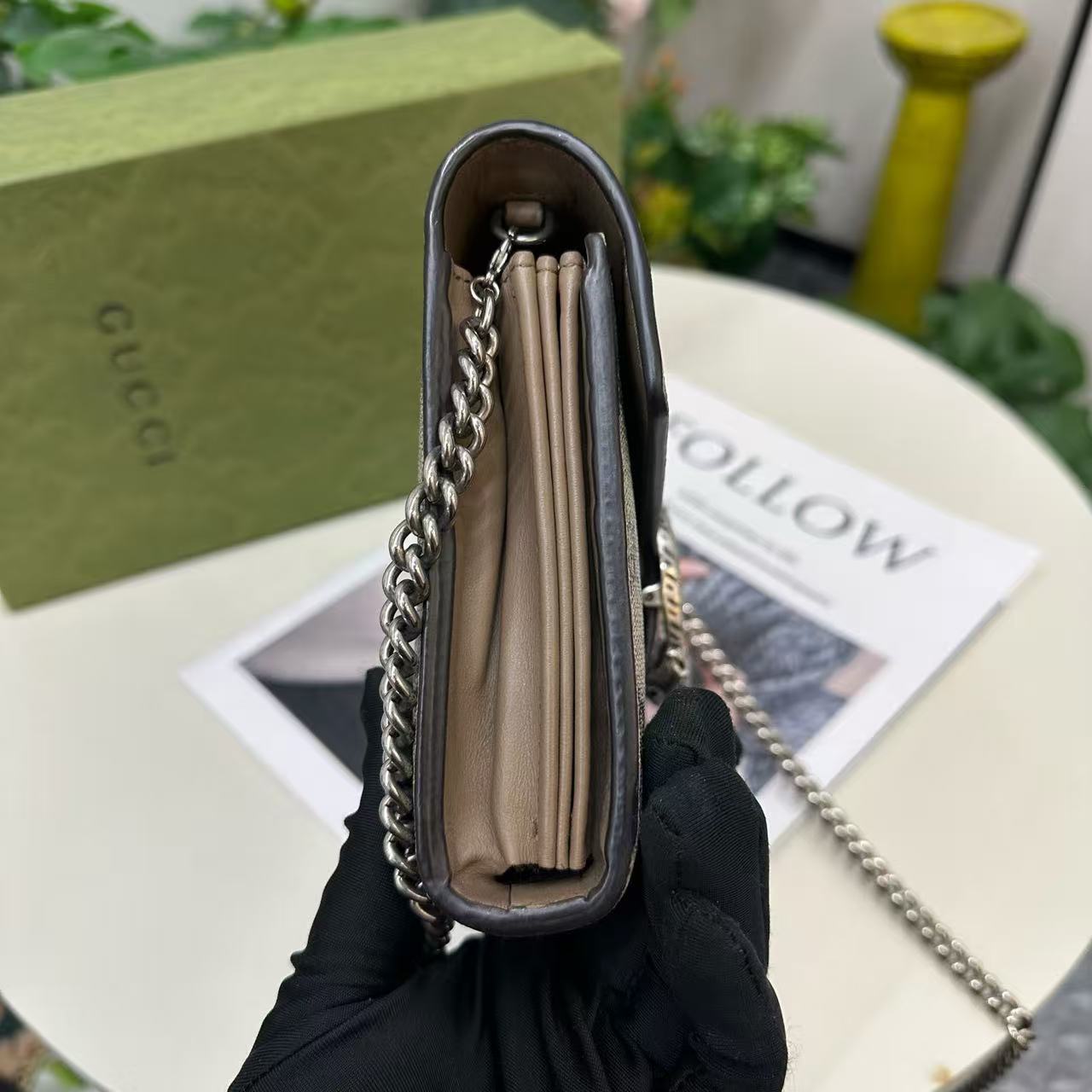 Gucci - Dionysus Wallet on Chain - GG Supreme canvas - Beige - (mini)