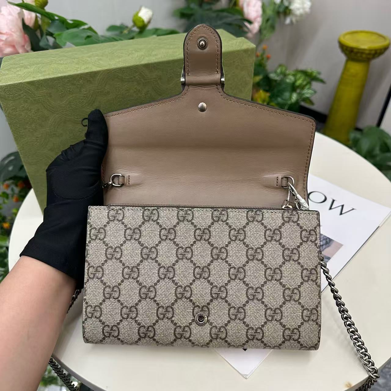 Gucci - Dionysus Wallet on Chain - GG Supreme canvas - Beige - (mini)
