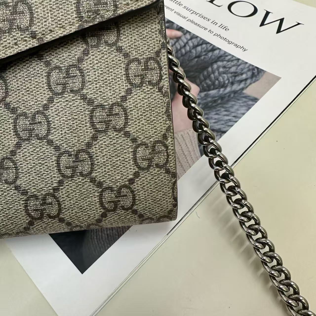 Gucci - Dionysus Wallet on Chain - GG Supreme canvas - Beige - (mini)