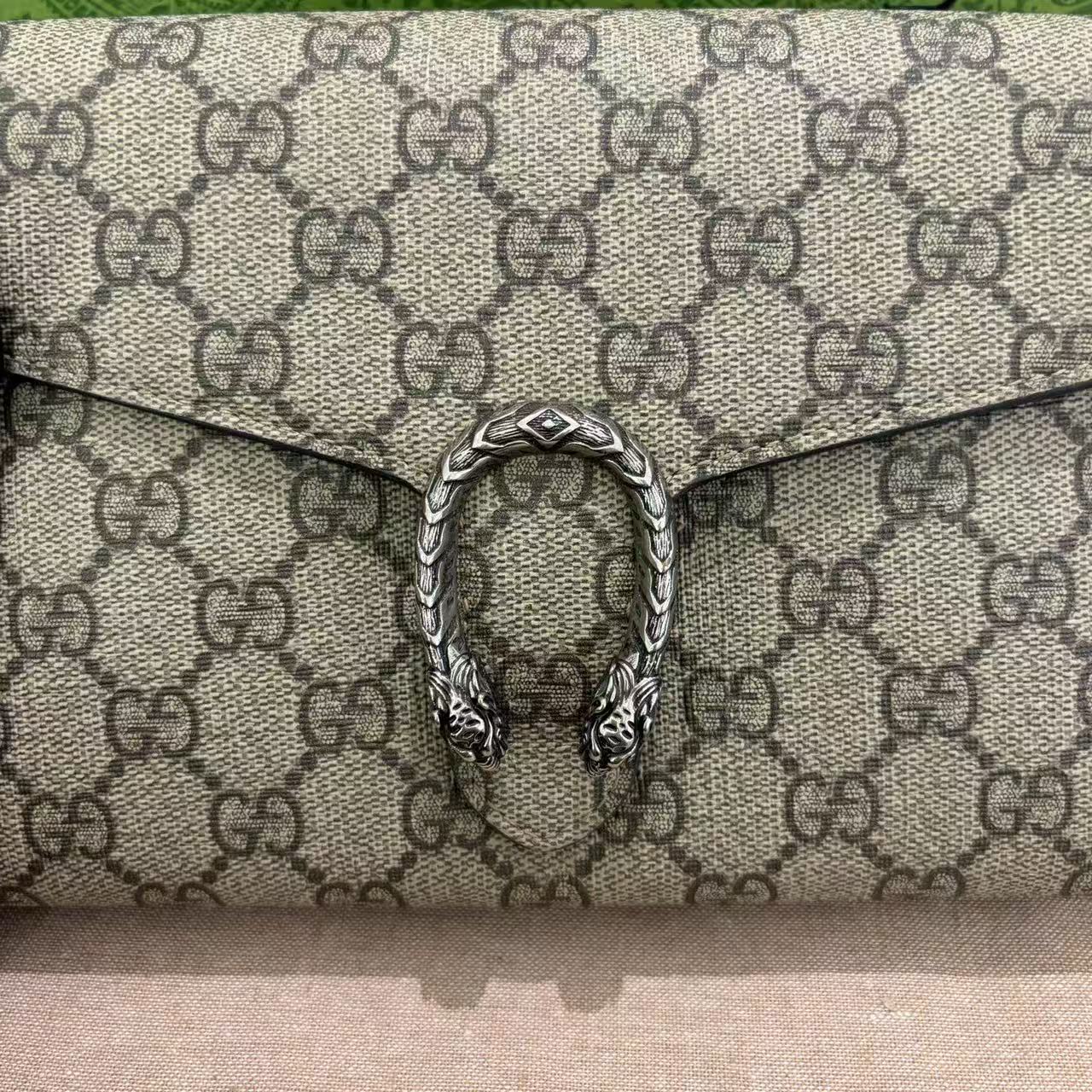 Gucci - Dionysus Wallet on Chain - GG Supreme canvas with leather trim - Beige - (mini)