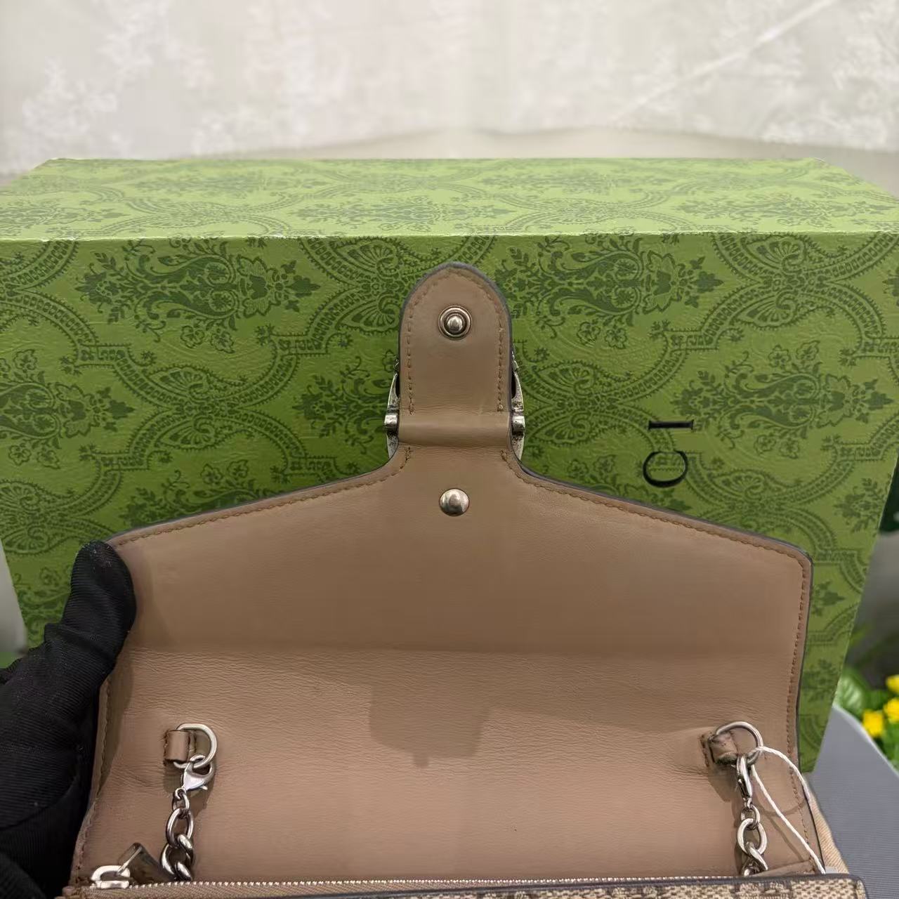 Gucci - Dionysus Wallet on Chain - GG Supreme canvas with leather trim - Beige - (mini)