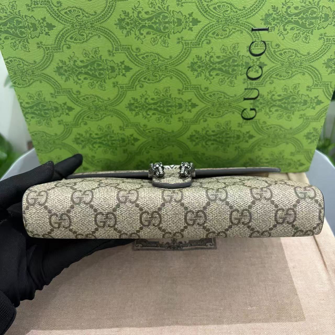 Gucci - Dionysus Wallet on Chain - GG Supreme canvas with leather trim - Beige - (mini)