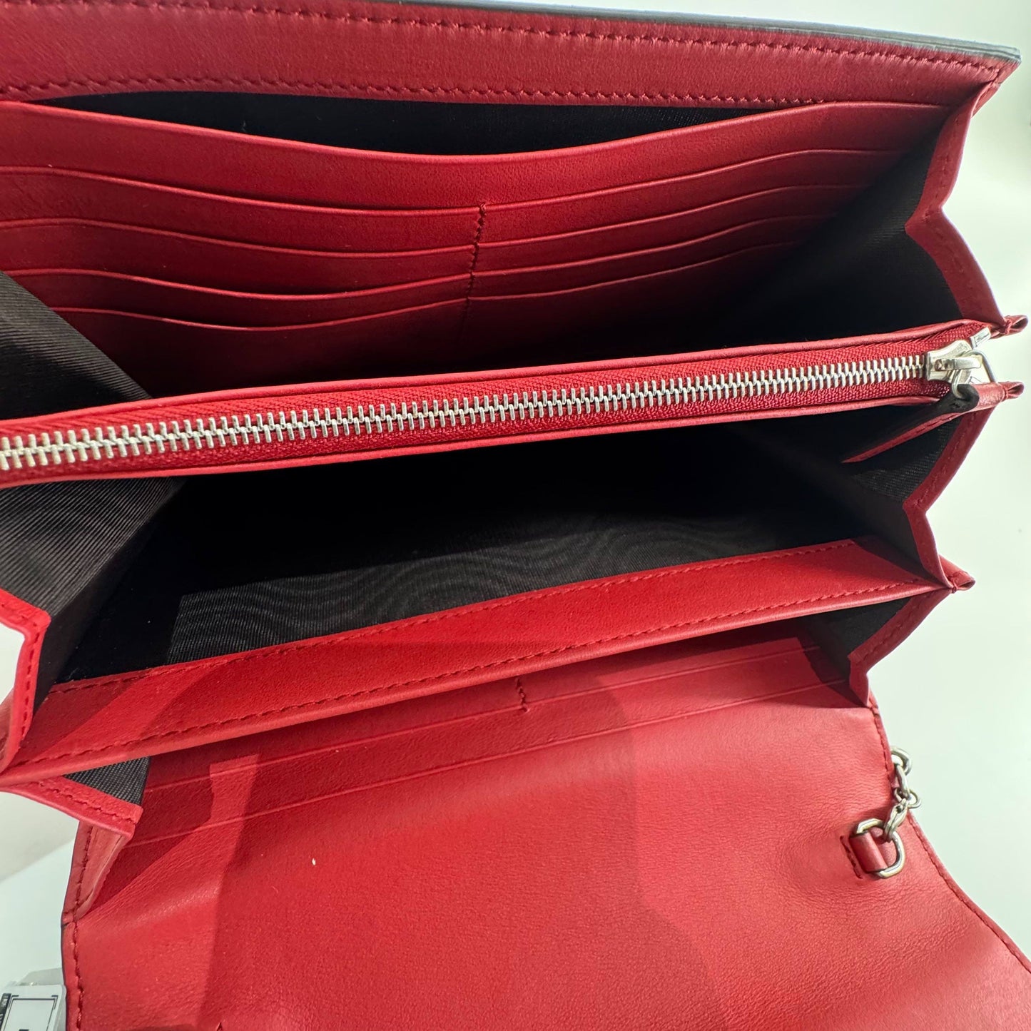 Gucci - Dionysus Wallet on Chain (WOC) - GG Supreme canvas with leather trim - Beige and Brown with Red Interior - (mini)