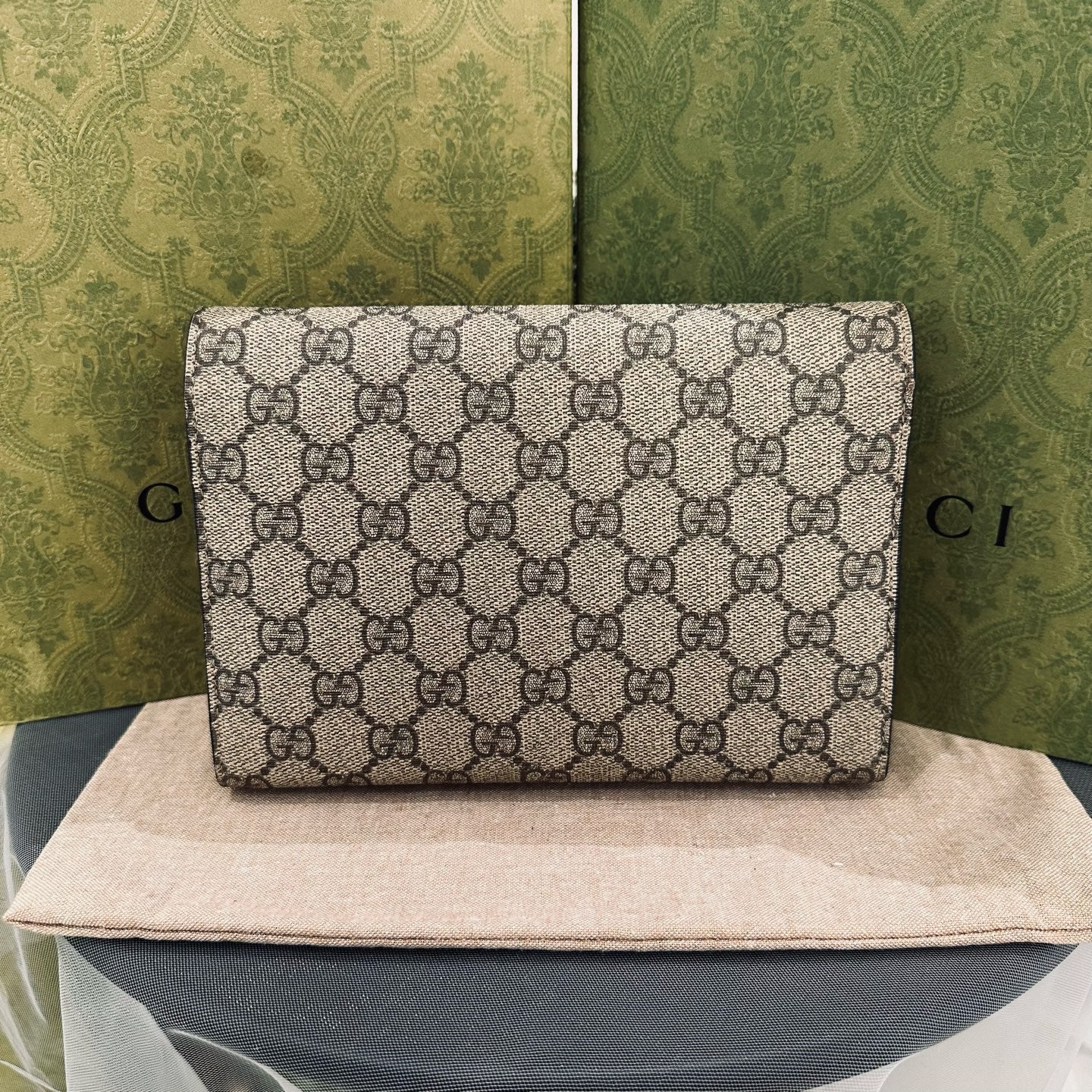 Gucci - Dionysus Wallet on Chain (WOC) - GG Supreme canvas with leather trim - Beige - (mini)
