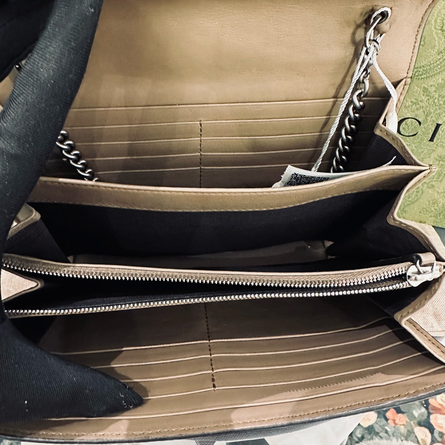 Gucci - Dionysus Wallet on Chain (WOC) - GG Supreme canvas with leather trim - Beige - (mini)