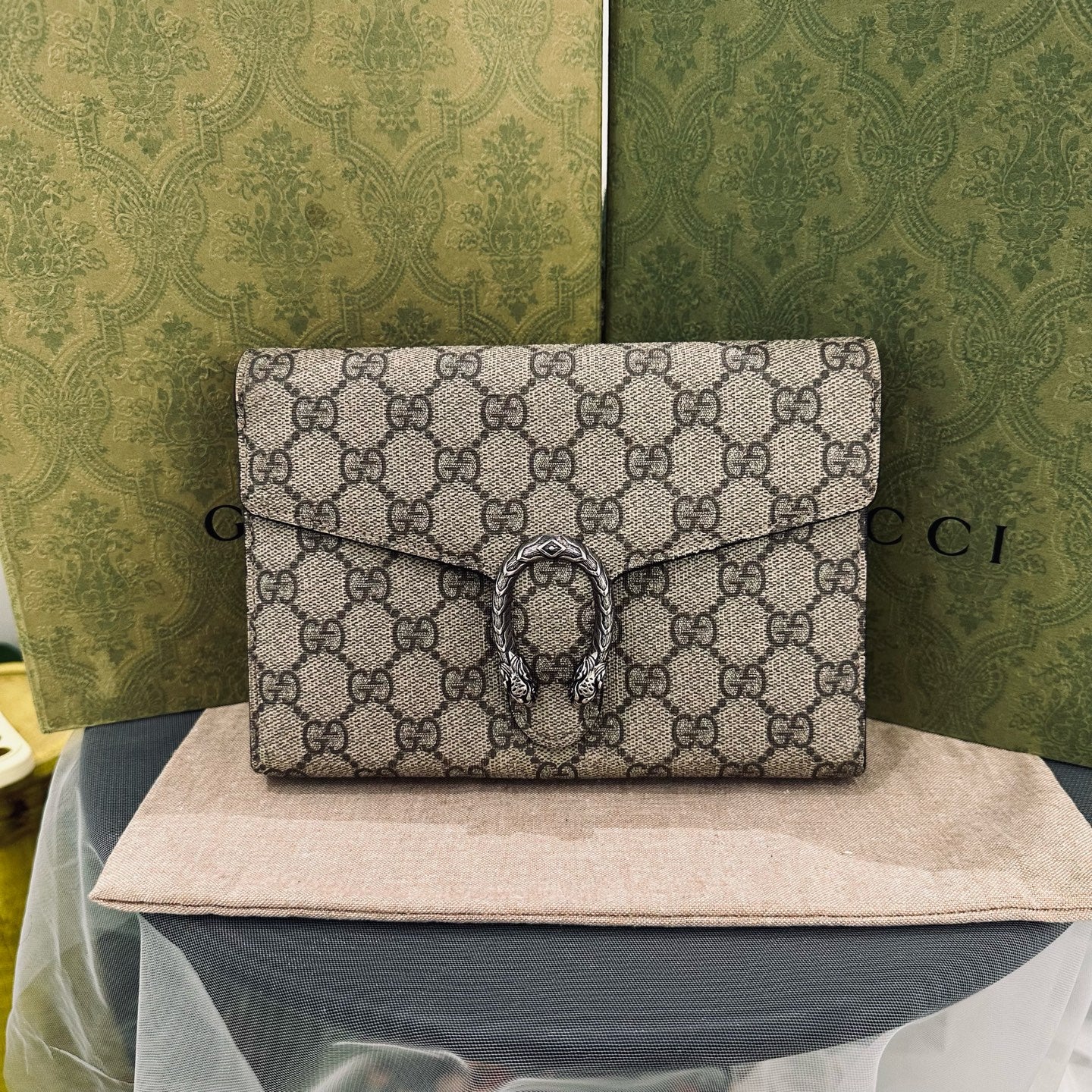 Gucci - Dionysus Wallet on Chain (WOC) - GG Supreme canvas with leather trim - Beige - (mini)