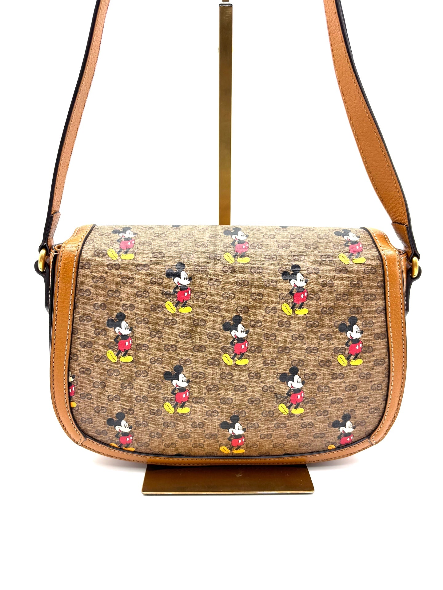 Gucci - Disney Mickey Mouse GG Monogram Saddle Bag - Coated canvas and leather - Brown - (medium)