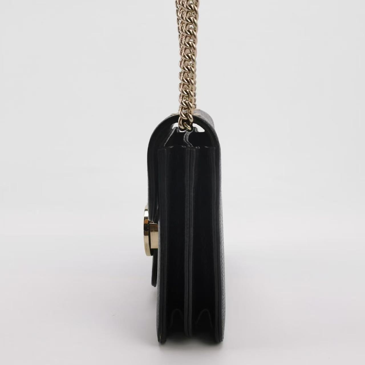Gucci - Double G Accordion Chain Bag - Grain leather - Black - (small)
