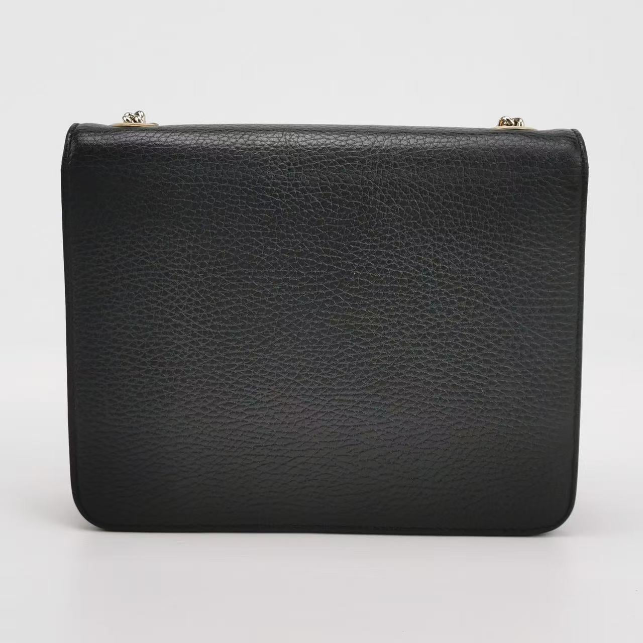 Gucci - Double G Accordion Chain Bag - Grain leather - Black - (small)