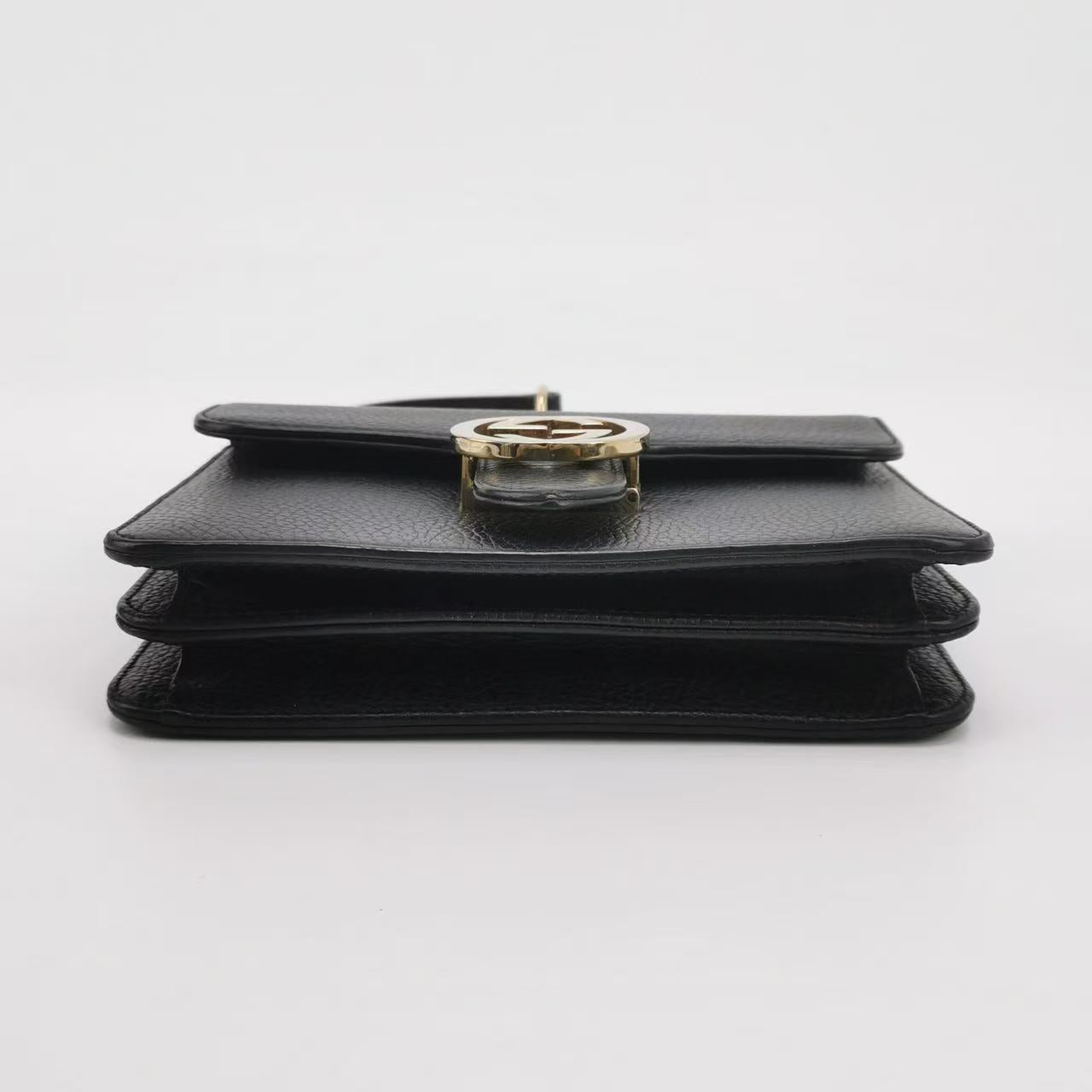 Gucci - Double G Accordion Chain Bag - Grain leather - Black - (small)