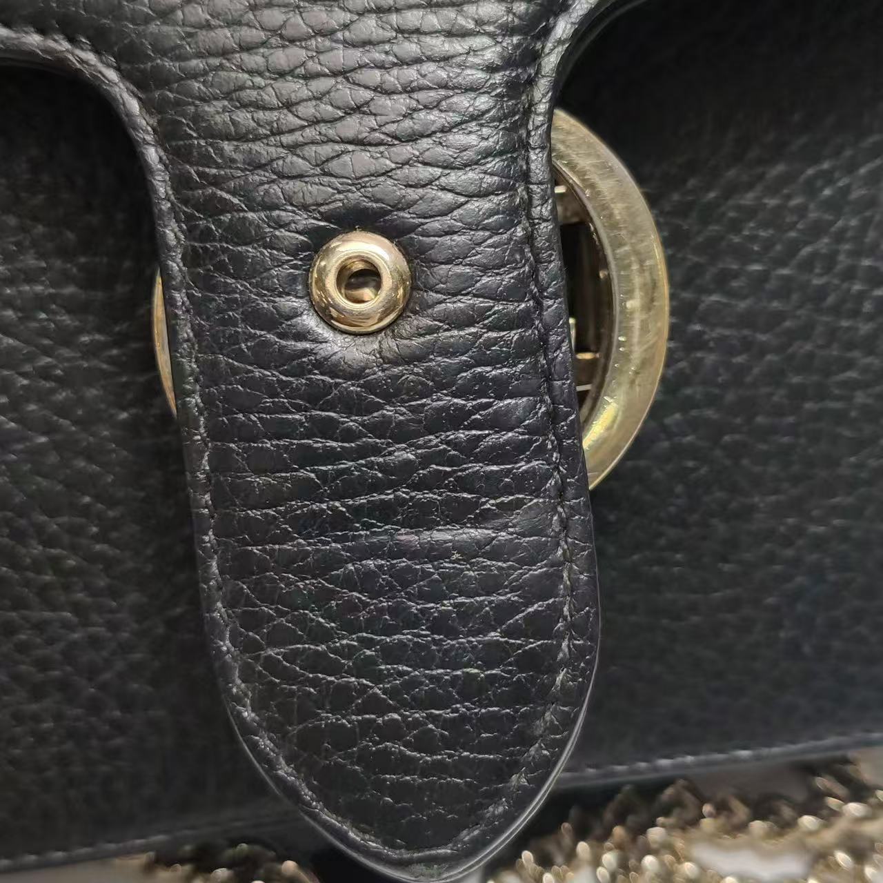 Gucci - Double G Accordion Chain Bag - Grain leather - Black - (small)