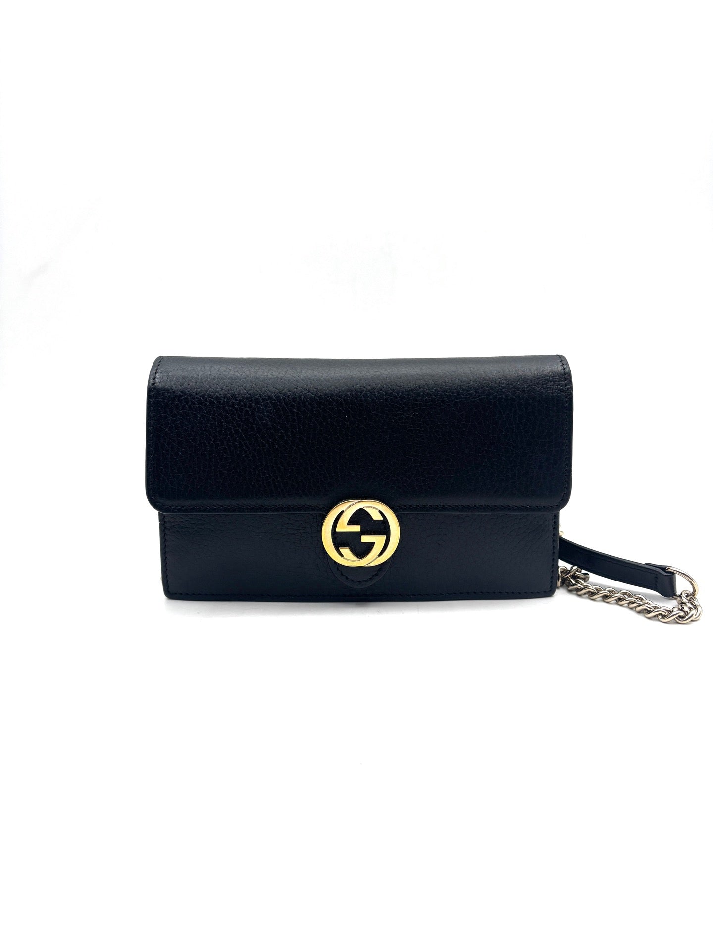 Gucci - Double G Chain Wallet - Grained leather - Black - (mini)