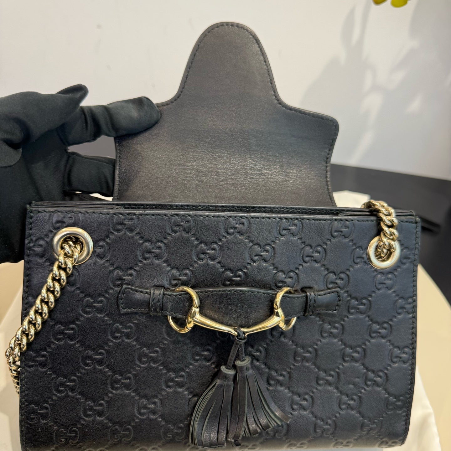 Gucci - Emily Chain Shoulder Bag - Leather - Black - (small)