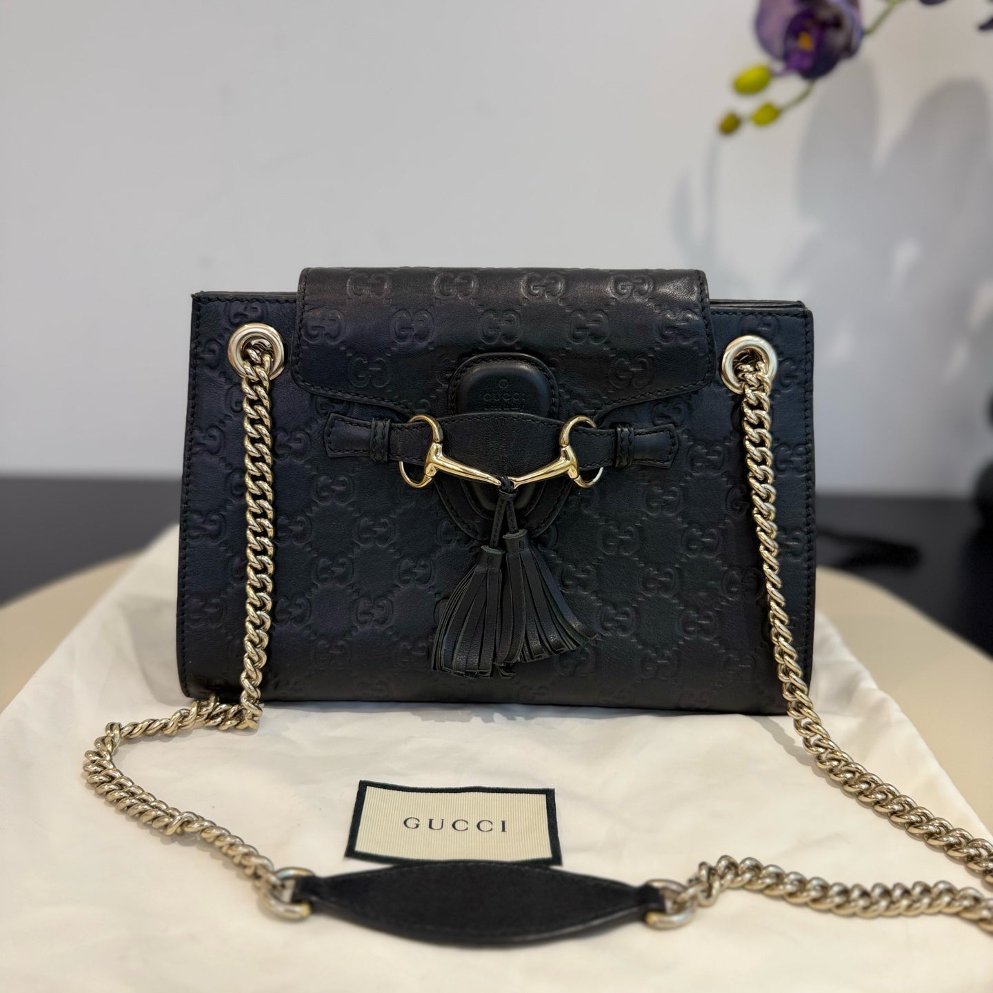 Gucci - Emily Chain Shoulder Bag - Leather - Black - (small)