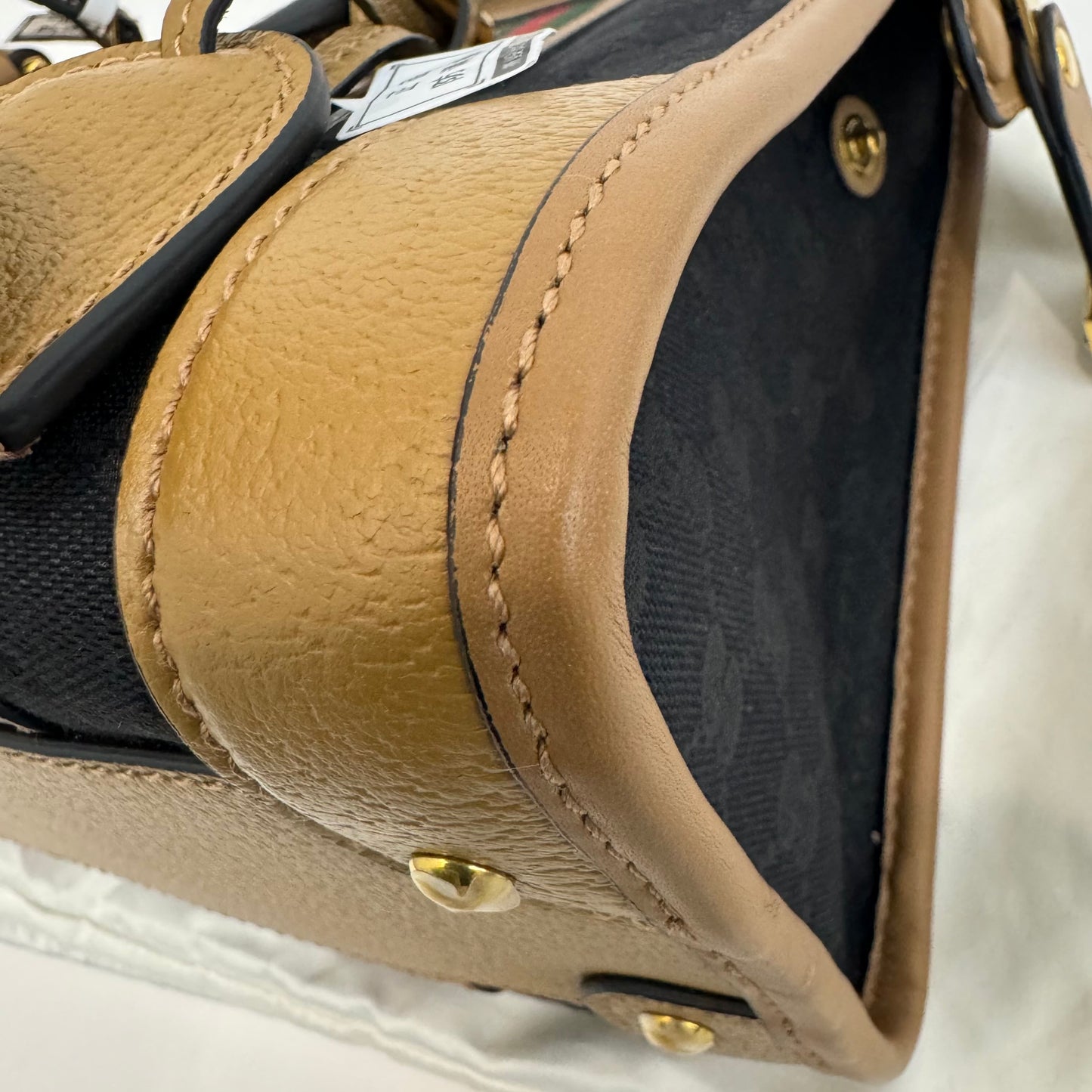 Gucci - Exquisite Top Handle Bag - GG jacquard canvas and leather - Black and Brown - (small)