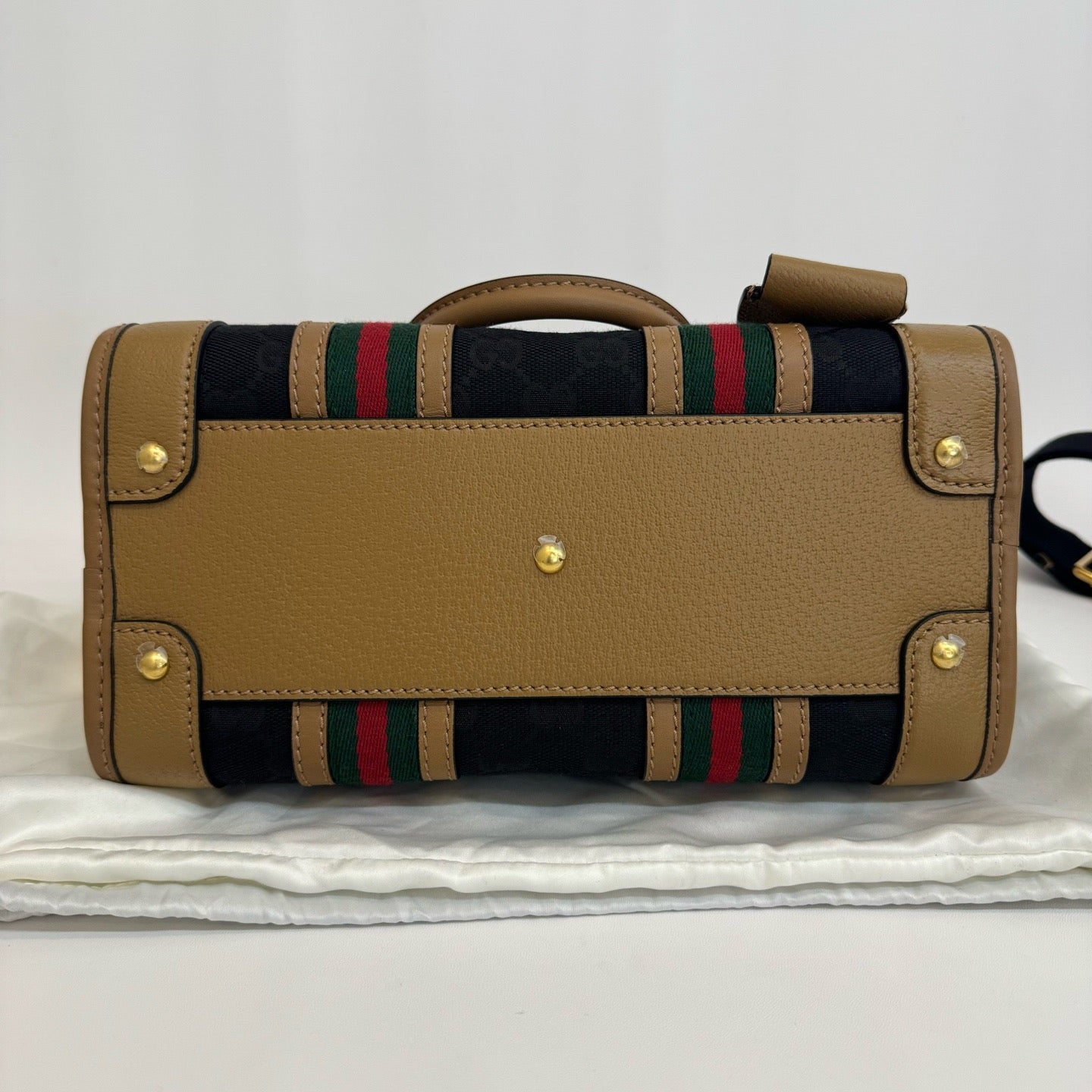 Gucci - Exquisite Top Handle Bag - GG jacquard canvas and leather - Black and Brown - (small)