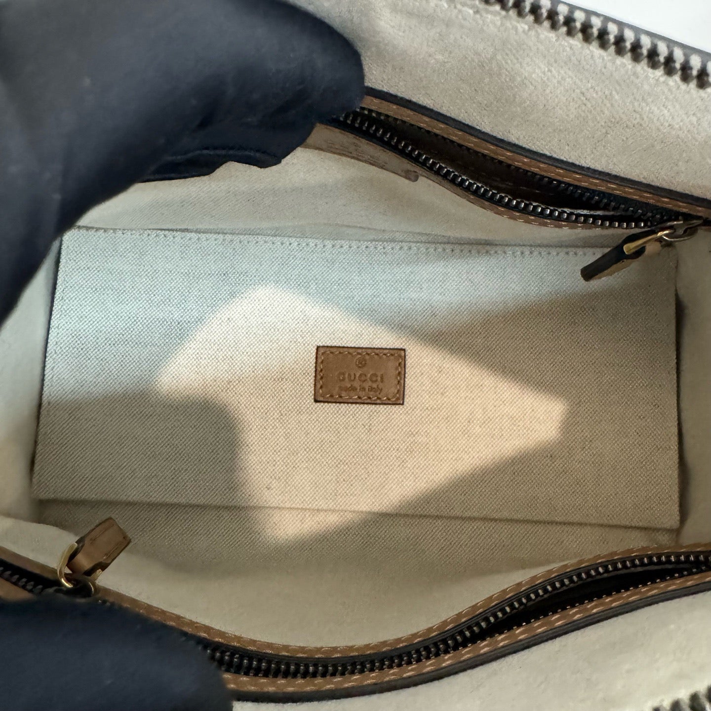 Gucci - Exquisite Top Handle Bag - GG jacquard canvas and leather - Black and Brown - (small)