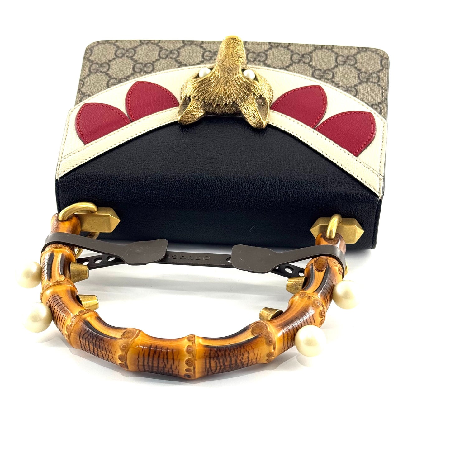 Gucci - Fox Bamboo Handle Chain Bag - GG Supreme canvas with leather trim and bamboo - Beige, Black, Red, White with Gold-tone hardware - (mini)