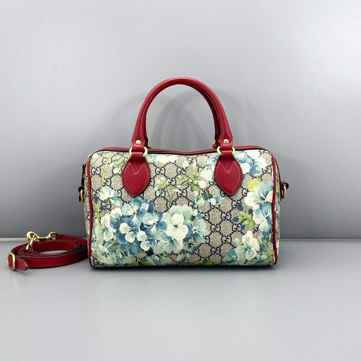 Gucci - Geranium Boston Bag - GG Supreme coated canvas and leather - Beige, Blue, Green, Red - (Small)