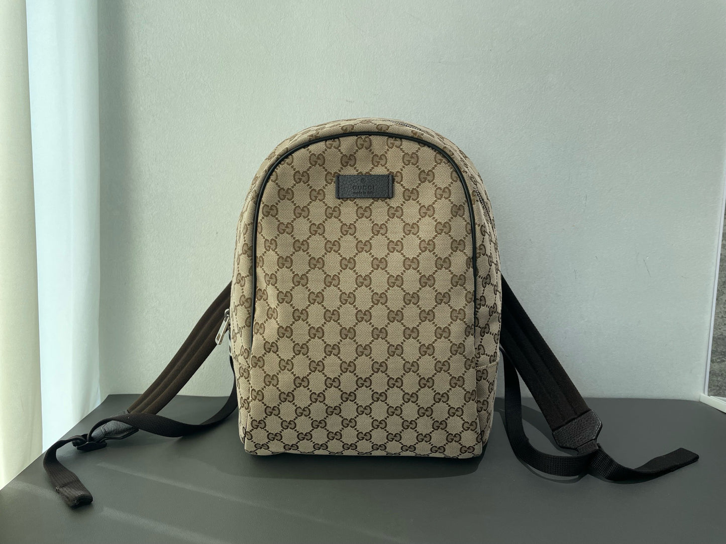 Gucci - GG Canvas Backpack - Coated canvas with leather trim - Beige - (medium)